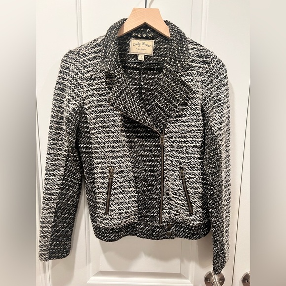 Lucky Brand Knit Moto Jacket Asymmetric Zipper - size small - Picture 1 of 4